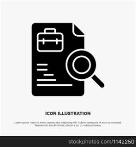 Worker, Document, Search, Jobs solid Glyph Icon vector