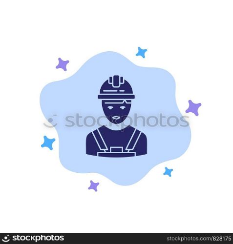 Worker, Industry, Avatar, Engineer, Supervisor Blue Icon on Abstract Cloud Background