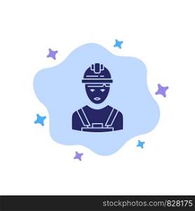 Worker, Industry, Avatar, Engineer, Supervisor Blue Icon on Abstract Cloud Background