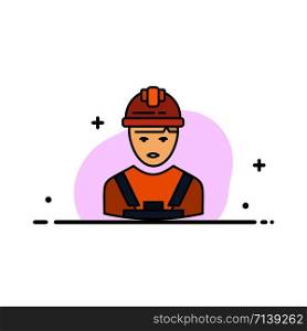 Worker, Industry, Avatar, Engineer, Supervisor Business Flat Line Filled Icon Vector Banner Template