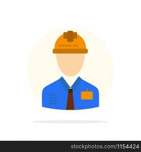 Worker, Industry, Construction, Constructor, Labour, Labor Abstract Circle Background Flat color Icon