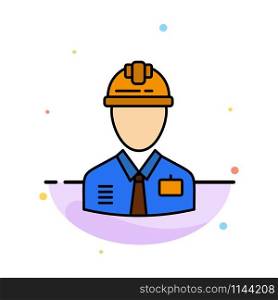 Worker, Industry, Construction, Constructor, Labour, Labor Abstract Flat Color Icon Template