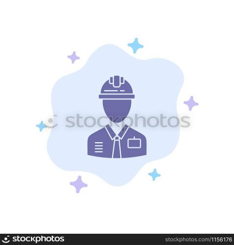 Worker, Industry, Construction, Constructor, Labour, Labor Blue Icon on Abstract Cloud Background