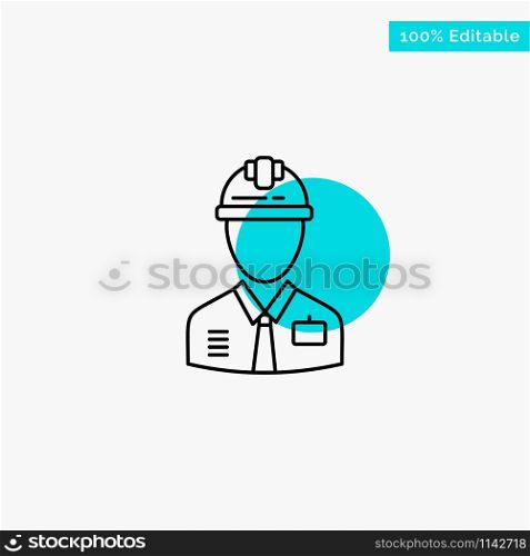 Worker, Industry, Construction, Constructor, Labour, Labor turquoise highlight circle point Vector icon