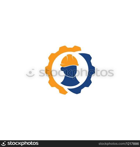 Worker logo vector illustration flat design template
