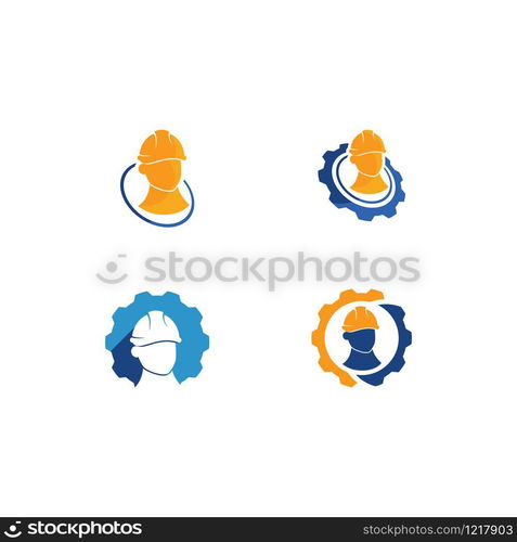 Worker logo vector illustration flat design template