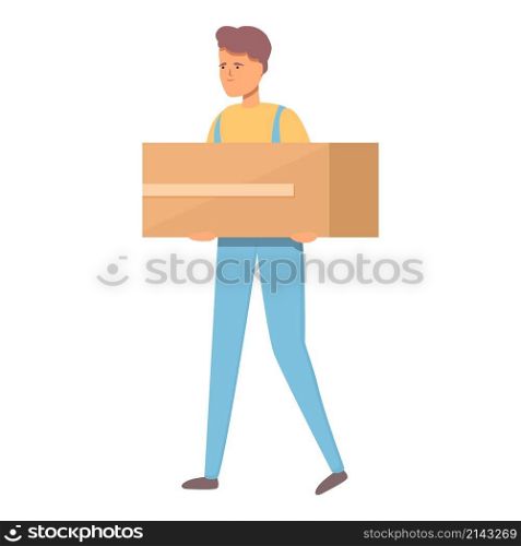 Worker relocation service icon cartoon vector. Move box. House furniture. Worker relocation service icon cartoon vector. Move box