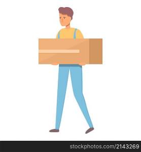 Worker relocation service icon cartoon vector. Move box. House furniture. Worker relocation service icon cartoon vector. Move box