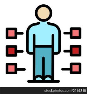 Worker responsibilities icon. Outline worker responsibilities vector icon color flat isolated. Worker responsibilities icon color outline vector