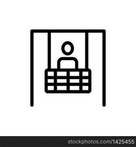worker rides on safe elevator icon vector. worker rides on safe elevator sign. isolated contour symbol illustration. worker rides on safe elevator icon vector outline illustration