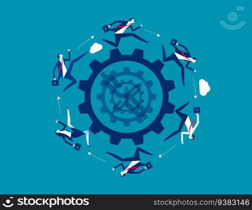 Worker running around business. Business motivation profit vector illustration