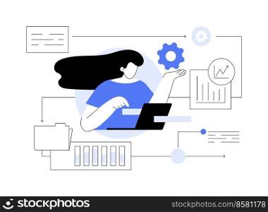 Workflow abstract concept vector illustration. Development team workflow, business process efficiency, working activity pattern, project management, productivity software abstract metaphor.. Workflow abstract concept vector illustration.