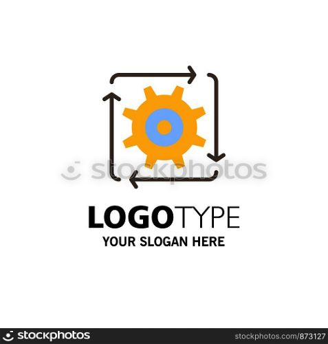 Workflow, Automation, Development, Flow, Operation Business Logo Template. Flat Color
