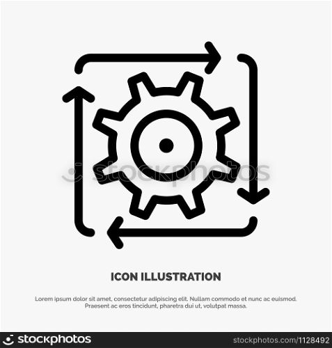 Workflow, Automation, Development, Flow, Operation Line Icon Vector