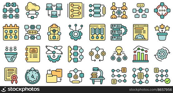 Workflow icons set outline vector. Sitemap plan. Hierarchy network. Workflow icons set vector flat