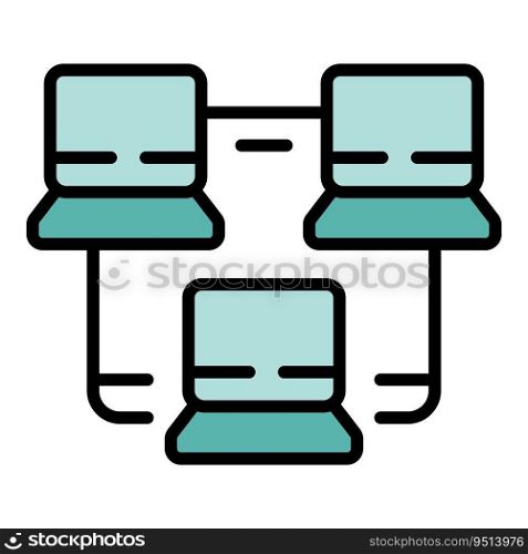 Workflow network icon outline vector. Work process. Business gear color flat. Workflow network icon vector flat