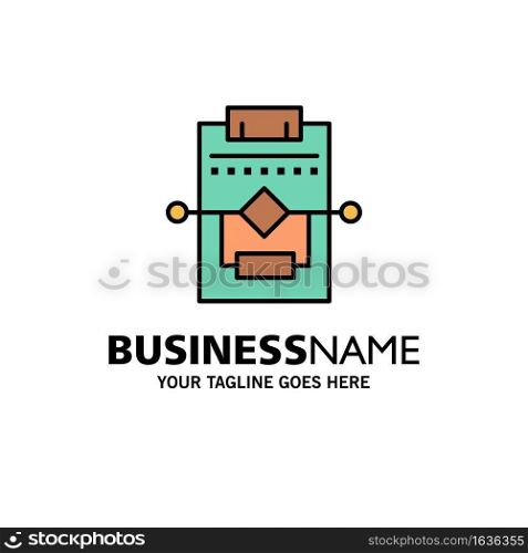 Workflow, Network, Process, Settings Business Logo Template. Flat Color