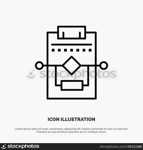 Workflow, Network, Process, Settings Line Icon Vector