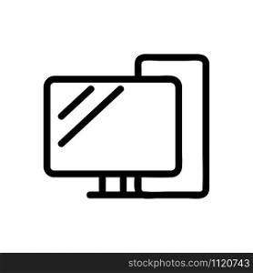 Working computer icon vector. A thin line sign. Isolated contour symbol illustration. Working computer icon vector. Isolated contour symbol illustration