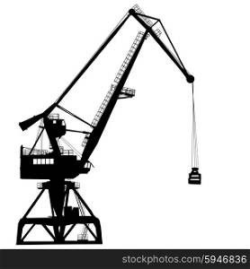 Working crane in sea port for cargo industry design. Vector illustration. Working crane in sea port for cargo industry design. Vector illustration.