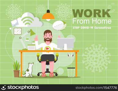 Working from home during Covid-19, Social distancing concept