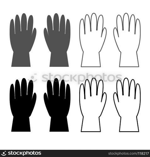 Working gloves icon set grey black color illustration flat style simple image