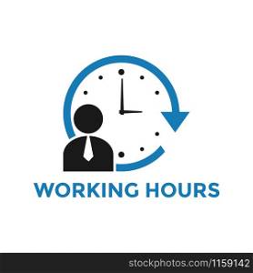 Working hours icon design template vector isolated illustration. Working hours icon design template vector isolated