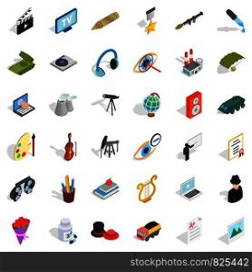 Working icons set. Isometric style of 36 working vector icons for web isolated on white background. Working icons set, isometric style