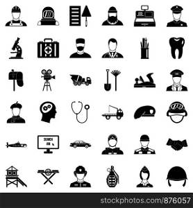 Working icons set. Simple style of 36 working vector icons for web isolated on white background. Working icons set, simple style