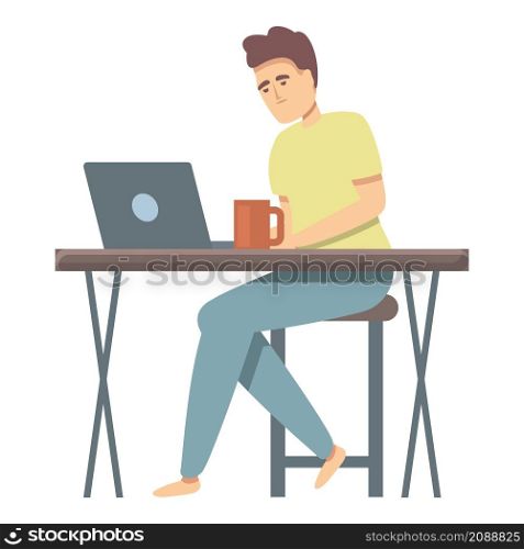 Working late icon cartoon vector. Office work. Workaholic man. Working late icon cartoon vector. Office work