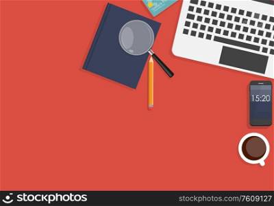 Working Place Modern Office Interior Flat Design Vector Illustration EPS10. Working Place Modern Office Interior Flat Design Vector Illustration
