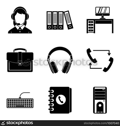 Working premise icons set. Simple set of 9 working premise vector icons for web isolated on white background. Working premise icons set, simple style