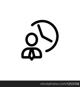 Working time icon vector. Thin line sign. Isolated contour symbol illustration. Working time icon vector. Isolated contour symbol illustration