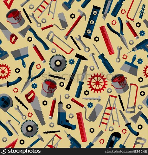 Working tools background labor day seamless pattern icons instruments.. Working tools background labor day seamless pattern