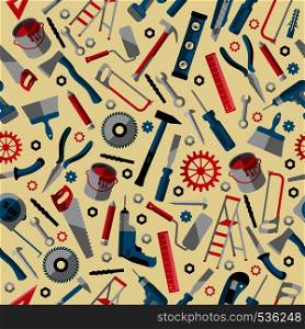 Working tools background labor day seamless pattern icons instruments.. Working tools background labor day seamless pattern