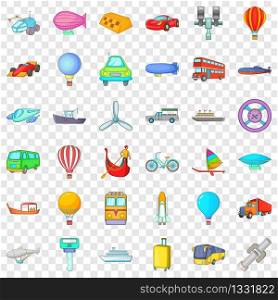 Working transport icons set. Cartoon style of 36 working transport vector icons for web for any design. Working transport icons set, cartoon style