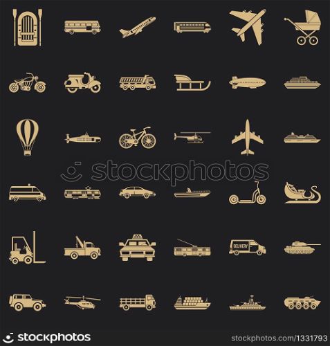 Working transport icons set. Simple style of 36 working transport vector icons for web for any design. Working transport icons set, simple style