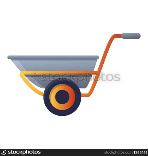 Working wheelbarrow icon. Cartoon of working wheelbarrow vector icon for web design isolated on white background. Working wheelbarrow icon, cartoon style