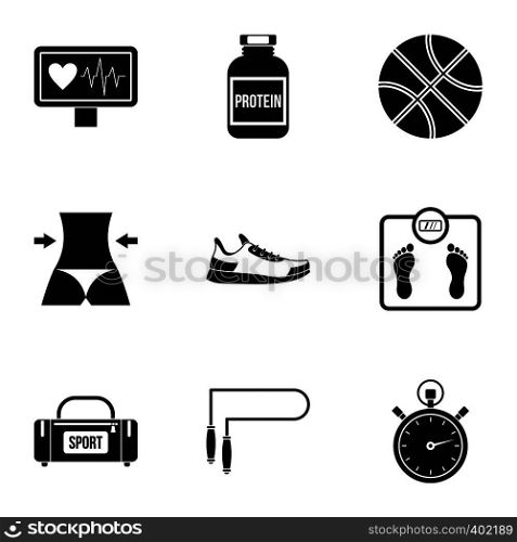 Workout icons set. Simple illustration of 9 workout vector icons for web. Workout icons set, simple style
