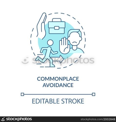 Workplace avoidance concept icon. Skip work because of mental discomfort. Toxic job environment abstract idea thin line illustration. Vector isolated outline color drawing. Editable stroke. Workplace avoidance concept icon