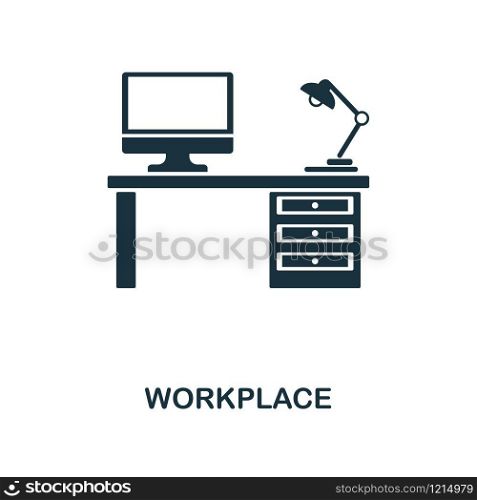 Workplace creative icon. Simple element illustration. Workplace concept symbol design from project management collection. Can be used for mobile and web design, apps, software, print.. Workplace icon. Monochrome style icon design from project management icon collection. UI. Illustration of workplace icon. Ready to use in web design, apps, software, print.