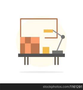 Workplace, Desk, Office, Table Abstract Circle Background Flat color Icon