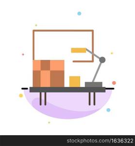 Workplace, Desk, Office, Table Abstract Flat Color Icon Template