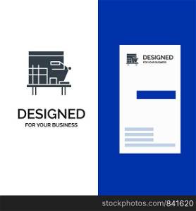 Workplace, Desk, Office, Table Grey Logo Design and Business Card Template