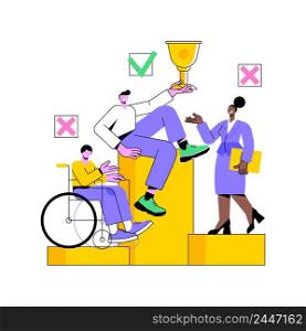 Workplace discrimination abstract concept vector illustration. Discrimination against employee, job applicant, equal employment opportunity, sexual harassment, prejudice abstract metaphor.. Workplace discrimination abstract concept vector illustration.