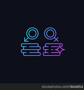 Workplace gender equality gradient vector icon for dark theme. Equal pay for work. Fighting inequality in wages. Thin line color symbol. Modern style pictogram. Vector isolated outline drawing. Workplace gender equality gradient vector icon for dark theme