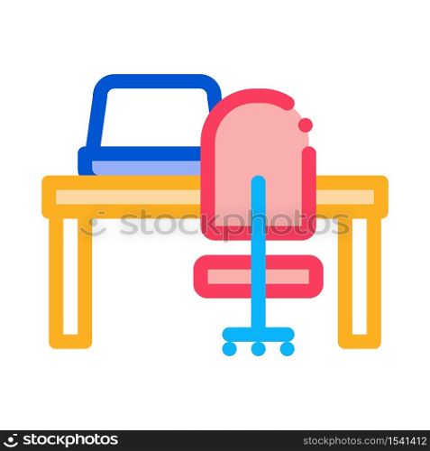 workplace table and chair icon vector. workplace table and chair sign. color symbol illustration. workplace table and chair icon vector outline illustration