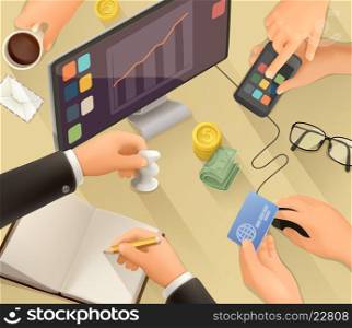 Workplace vector background flat design