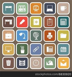 Workspace flat icons on brown background, stock vector