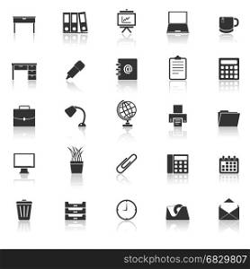 Workspace icons with reflect on white background, stock vector